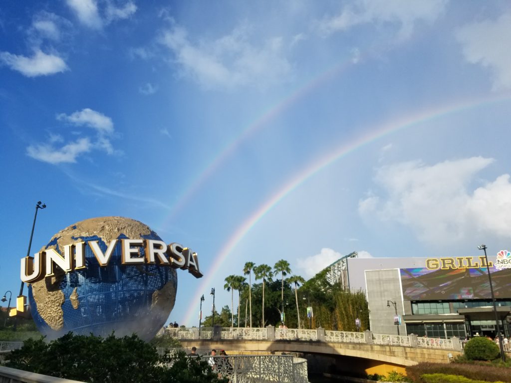 Universal globe with rainbow