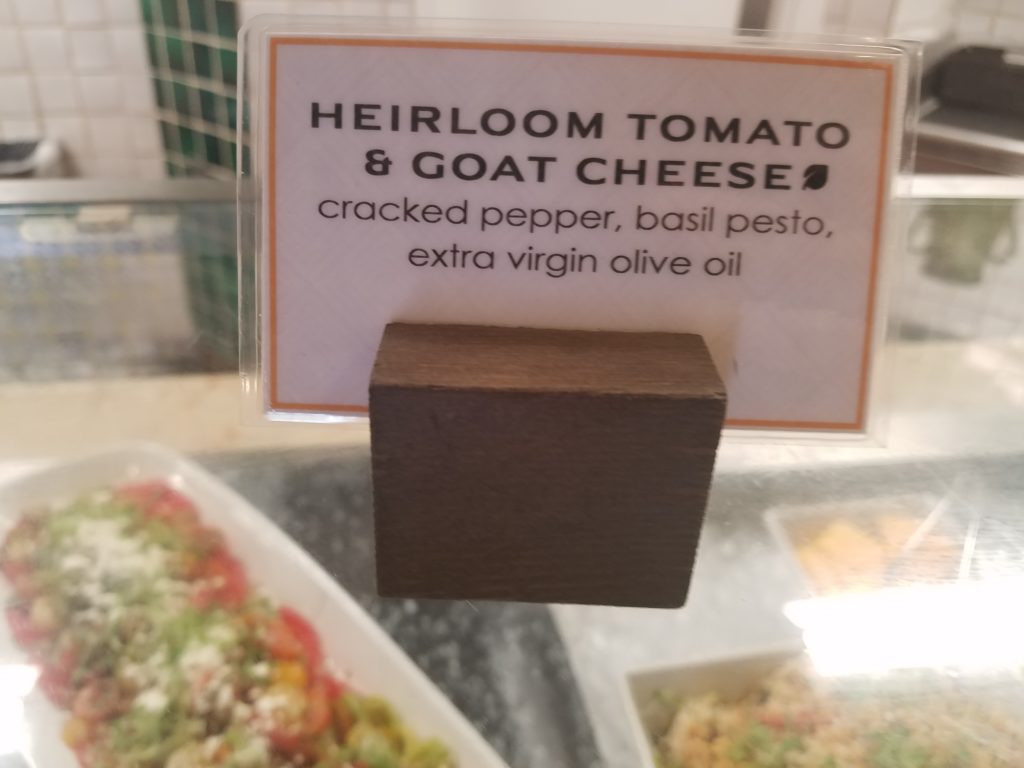 Tomato and Goat cheese salad sign