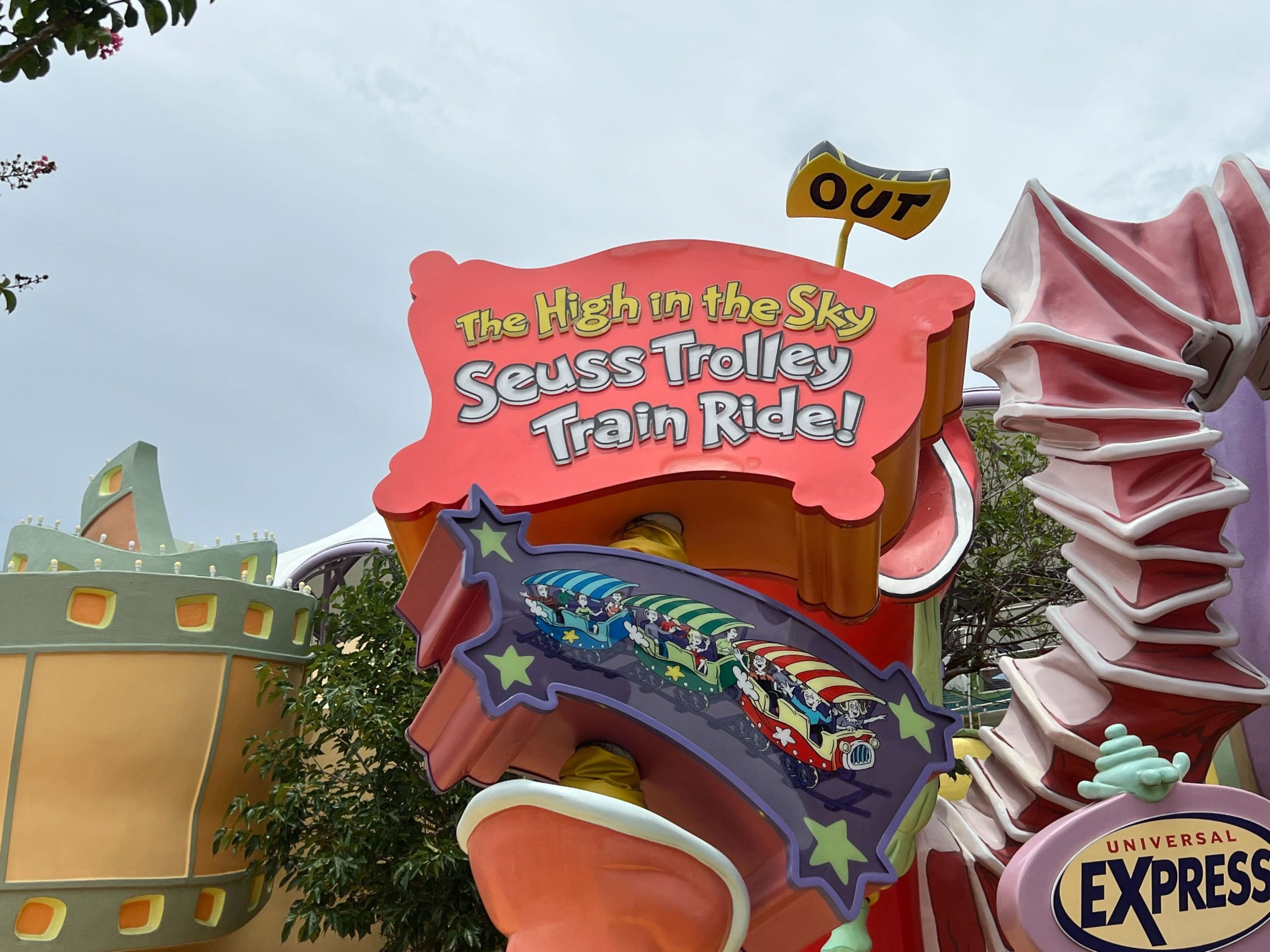 The High in the Sky Seuss Trolley Train Ride sign