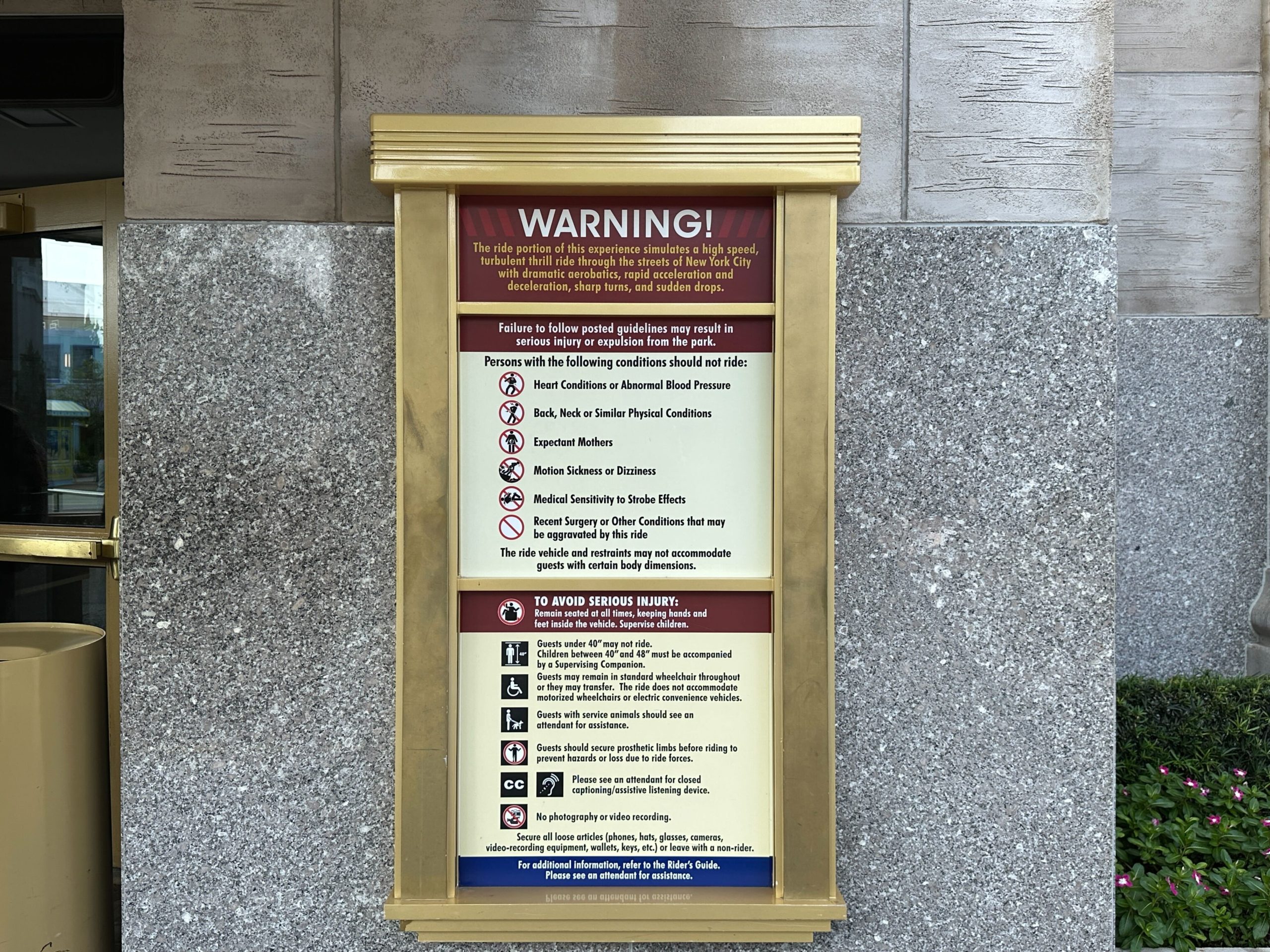 Race Through New York Starring Jimmy Fallon warning sign