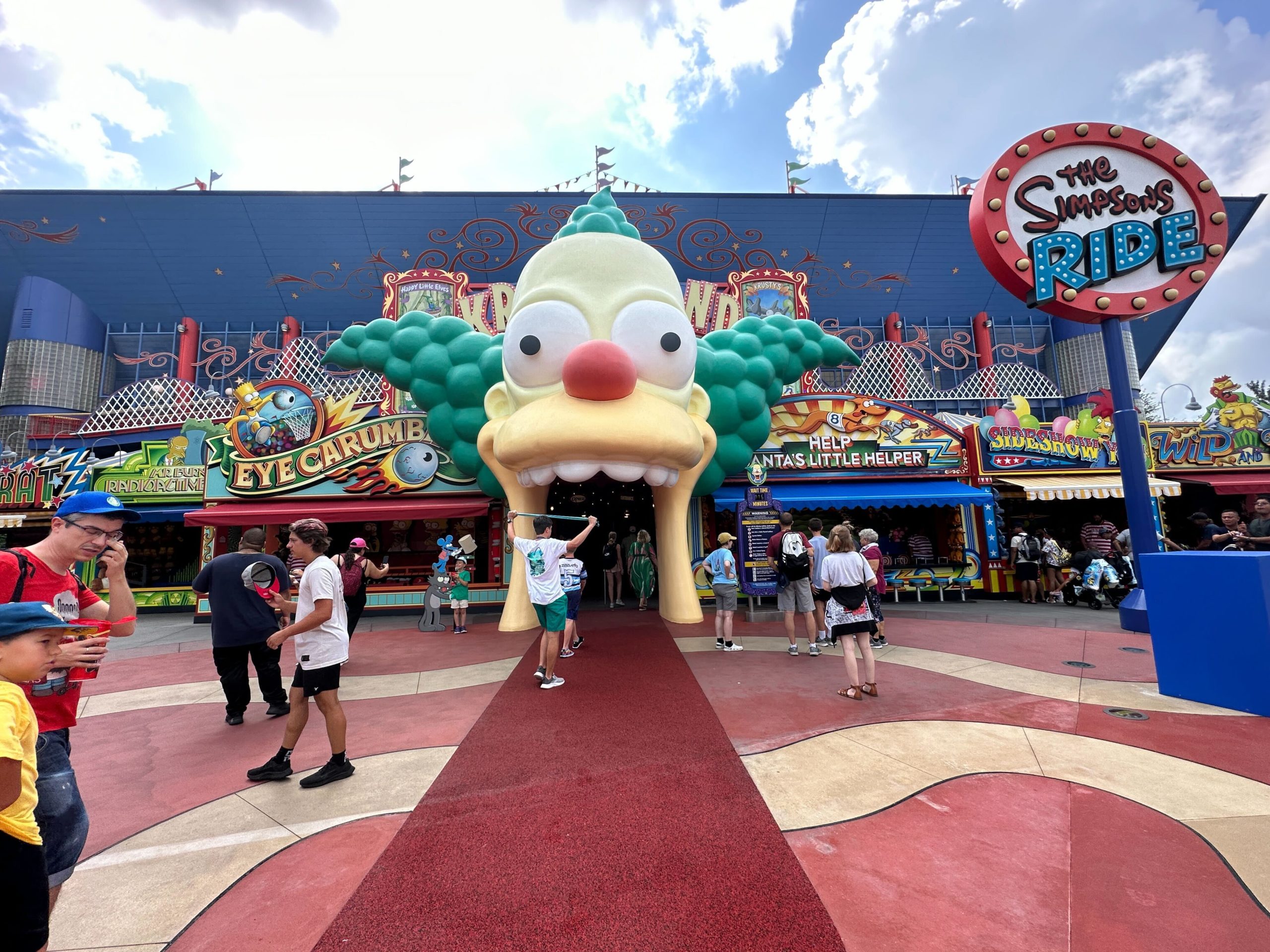 The Simpsons Ride red carpet entrance to Krusty's mouth