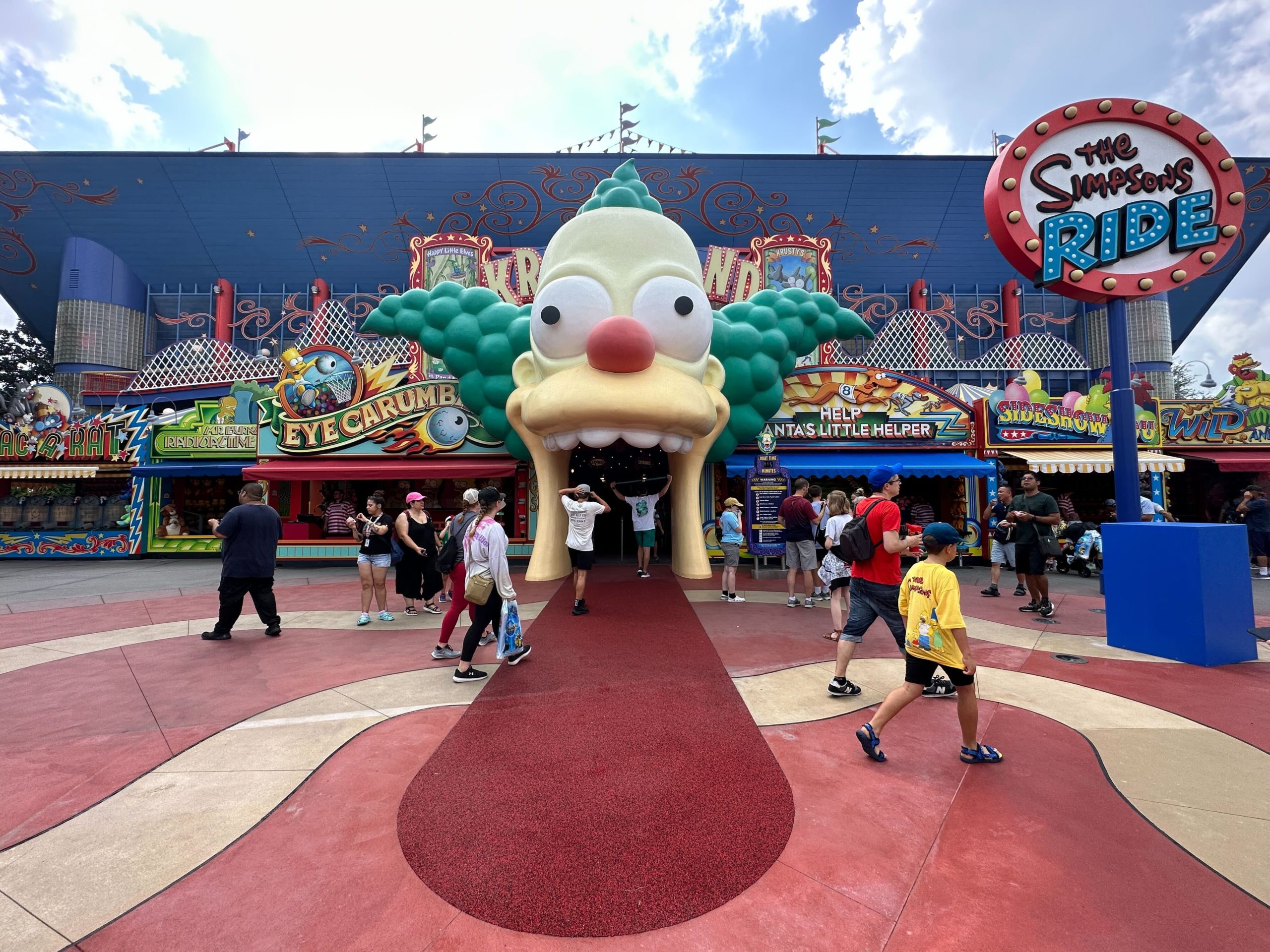 The Simpsons Ride entrance where you walk into the clown's mouth