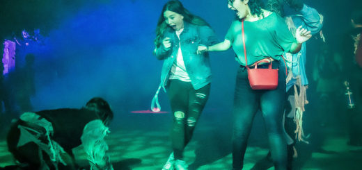 A Scare Actor tries to kiss someone's feet at Knott's Scary Farm