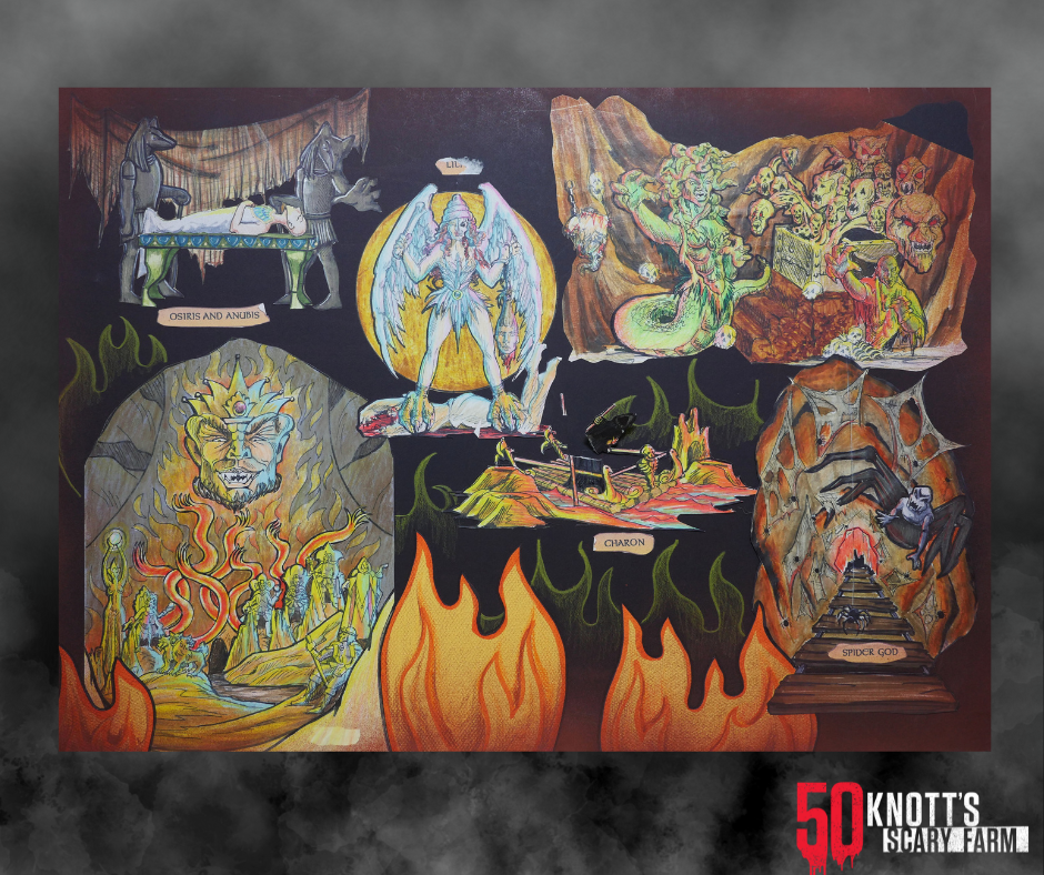 Another set of planning illustrations for Knott's Scary Farm's 50th anniversary